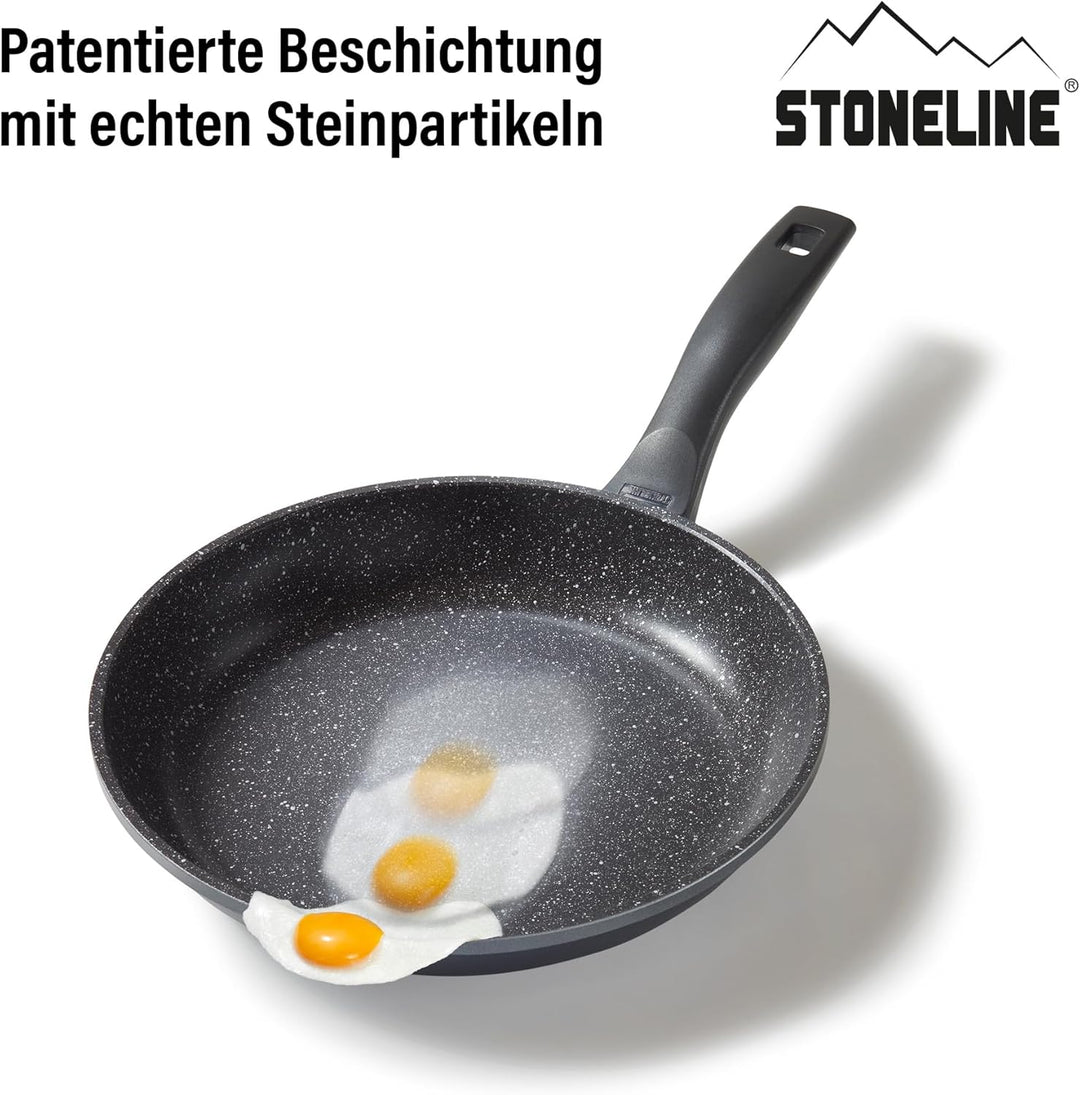 STONELINE Bratpfanne 26 cm, induktionsgeeignet, Aluguss, Antihaftbeschichtung mit echten Steinpartik