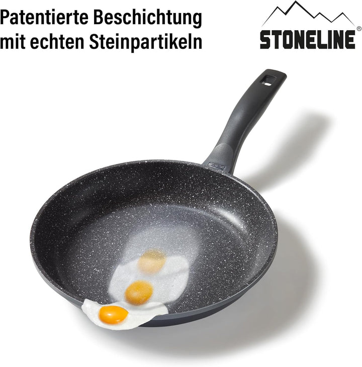 STONELINE Bratpfanne 26 cm, induktionsgeeignet, Aluguss, Antihaftbeschichtung mit echten Steinpartik