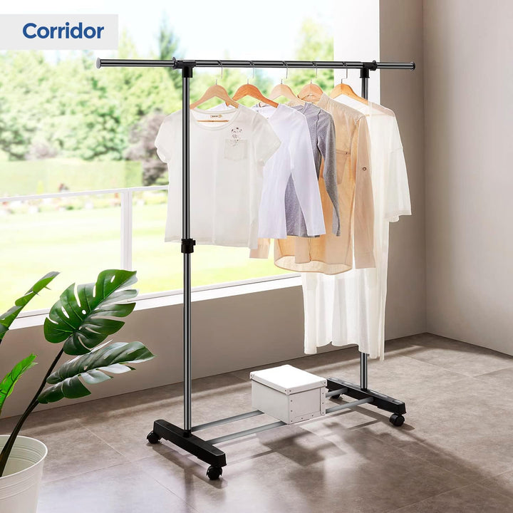 edihome, Kleiderständer, Kleiderständer, Kleiderschrank, robust, aus Metall und tragbar, mit Rädern
