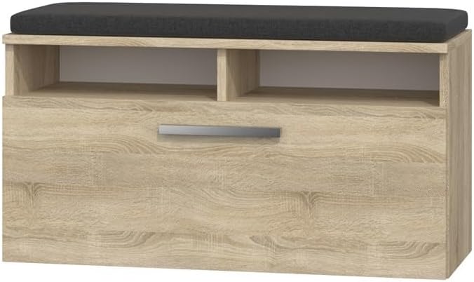 VBChome Schuhschränke mit Sitz 85 x 35 x 46 cm Eiche Sonoma 6 Fächer Schuh-Organizer Griffe Holzähnl