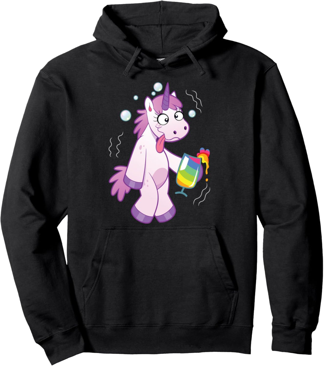 Lustige Betrunkene Einhorn Festival Party Rave Pullover Hoodie