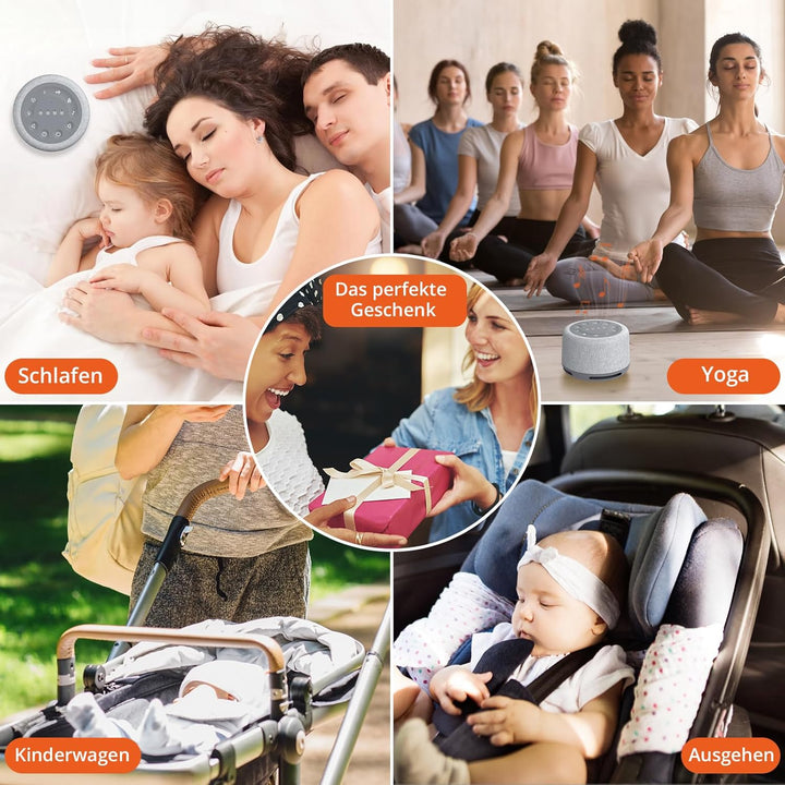 FUNYKICH White Noise Machine, 30 Klänge & Atemtraining, Aufnahmefunktion, Wireless Lautsprecher, 7 F
