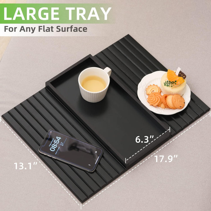 GEHE Natural Bamboo Sofa Arm Tray, Sofa Tray Table for Couch, Sofa Armrest Tray Table Anti-Slip Sofa