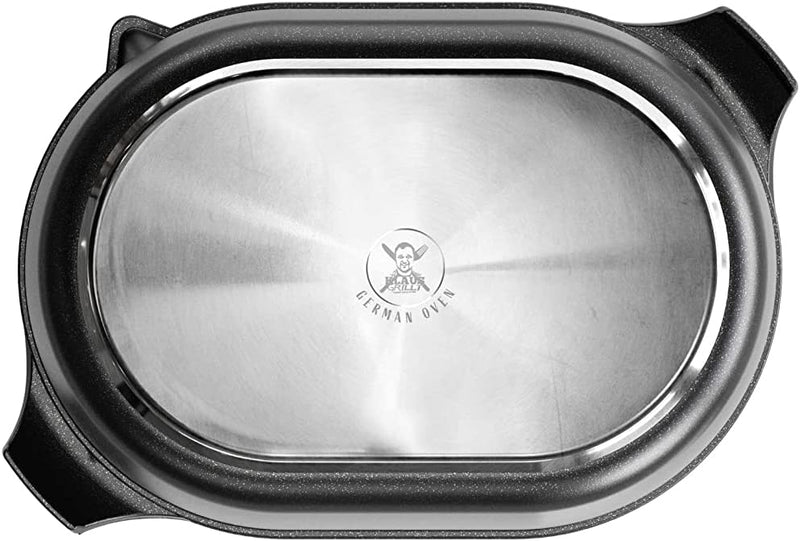 AMT Gastroguss Klaus grillt German Oven Set, kleine Ausführung, 32x22 cm, German Oven Bräter/Gussdec