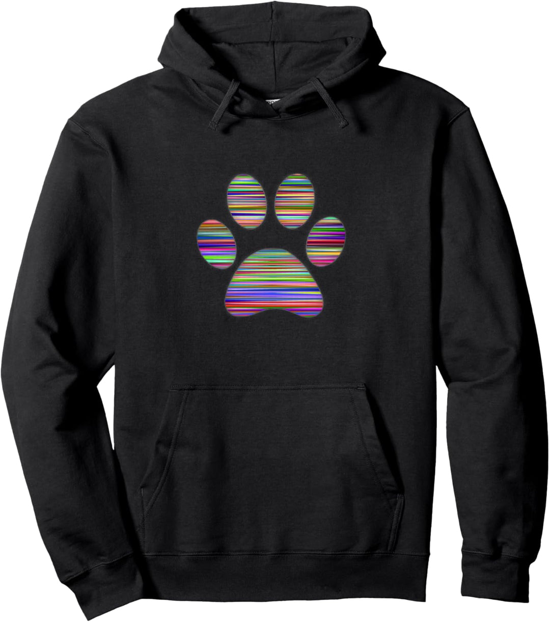 Bunte Streifen Pfotenprint Hundefreundin Pullover Hoodie