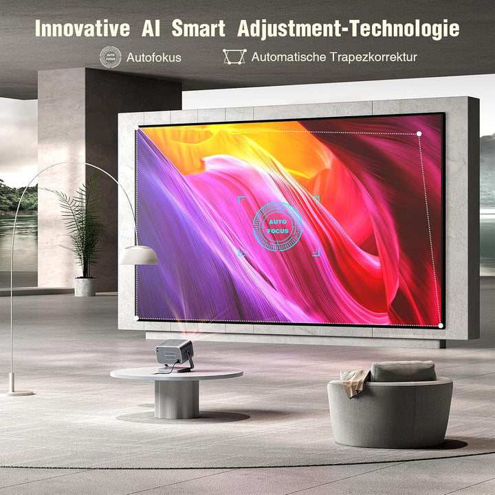 Smart Beamer 4K【Netflix vorinstalliert &amp; Dolby Audio】 VOPLLS 35000L Autofokus &amp; Trapezkorrektur Beam
