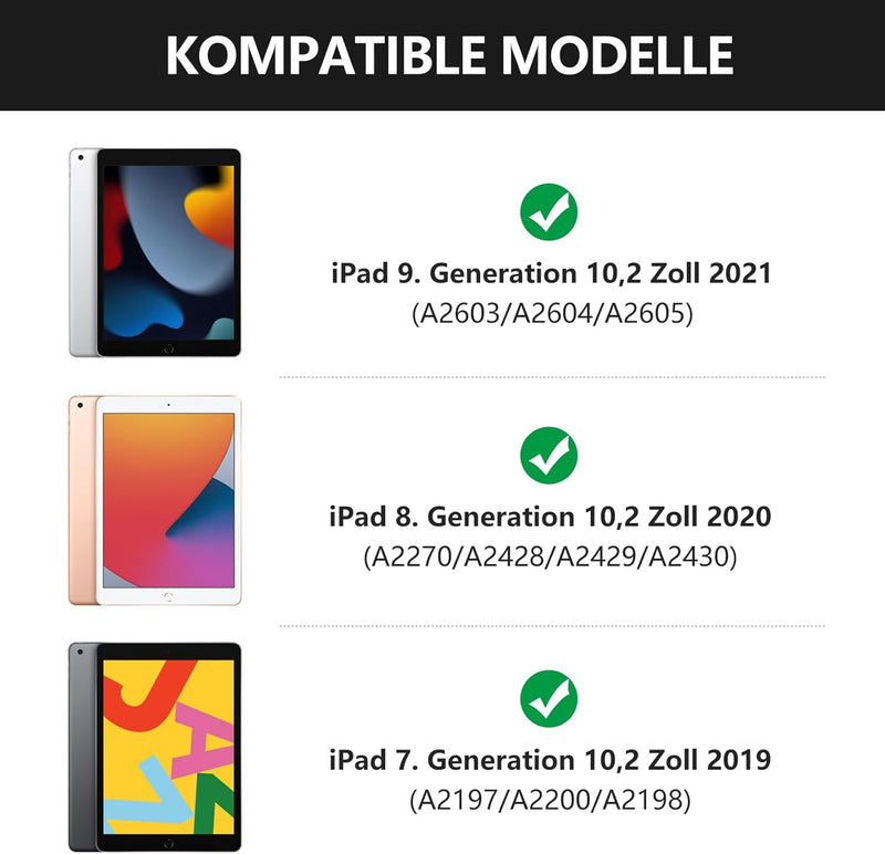 Tastatur Hülle für iPad 10.2 Zoll,für iPad 9/8/7 Generation Hülle,360° Touchpad Flip Hartschale Slim