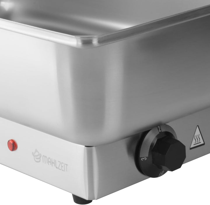 Mahlzeit elektrischer Edelstahl Chafing Dish für GN 1/1 | 9 Liter, bis 80°C mit Display | Warmhalteb