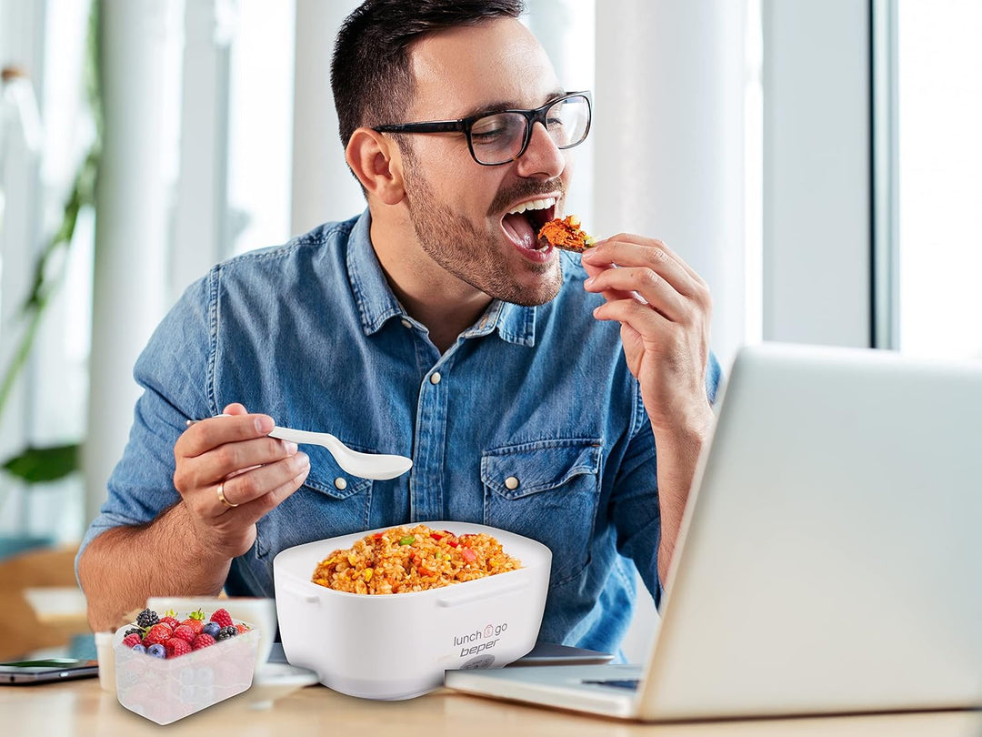 Beper Lunch &amp; Go - Wärmende Lunchbox, tragbarer elektrischer Speisenwärmer, 2 herausnehmbare Behälte