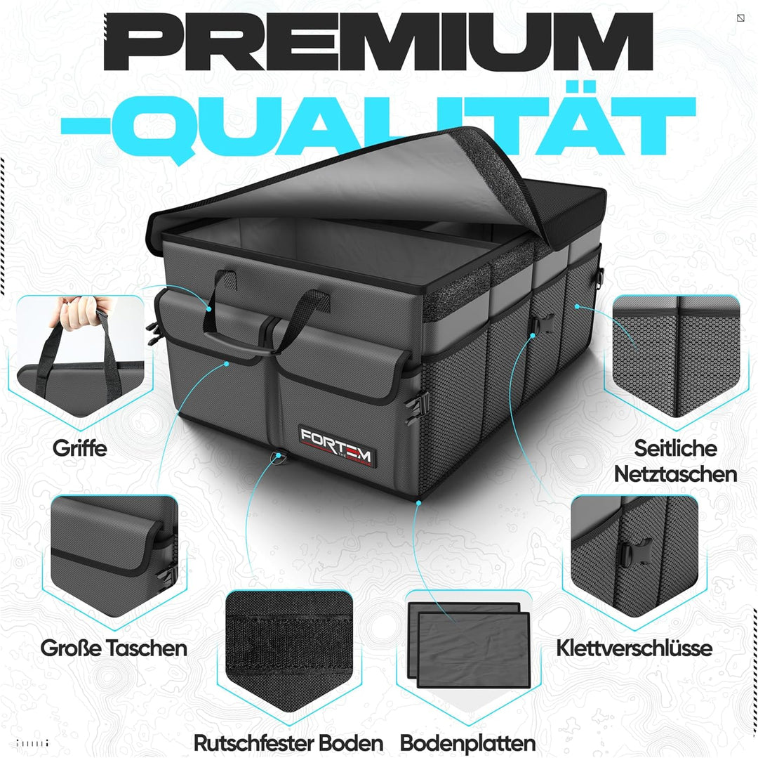 FORTEM Kofferraum Organizer, Kofferraumtasche, Zusammenklappbarer Auto Organizer Kofferraum mit Fäch