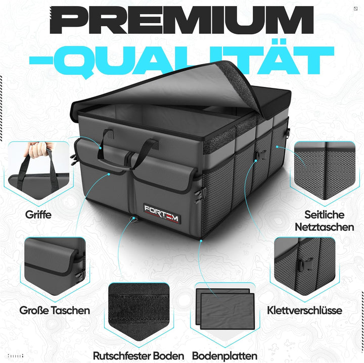 FORTEM Kofferraum Organizer, Kofferraumtasche, Zusammenklappbarer Auto Organizer Kofferraum mit Fäch