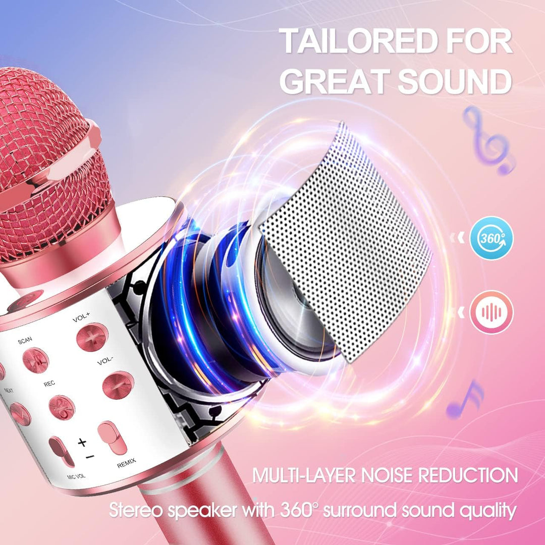 GeschenPark Mikrofon Kinder, Bluetooth Karaoke Mikrofon Geschenk Mädchen 3-12 Jahre Spielzeug Mädche