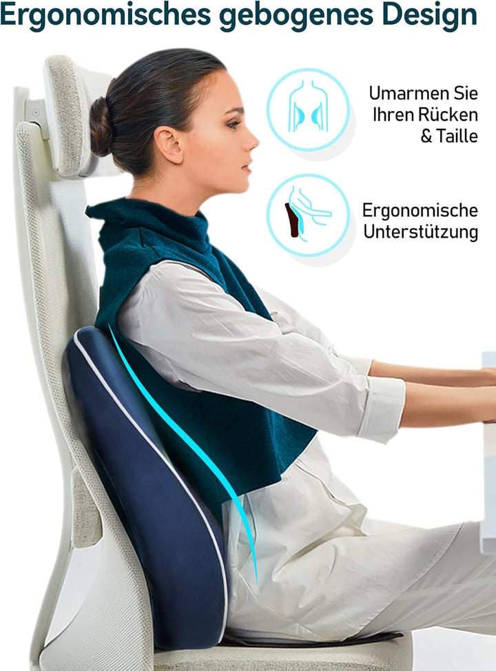 Travel Ease Ergonomisches RückenKissen aus Memory Foam, Lendenkissen für Bürostuhl, Autositz, Rollst