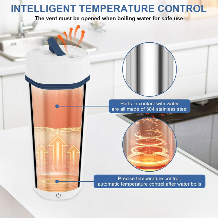 Reise Wasserkocher Klein Elektrische 450ML, Reise Elektrisch Wasserkocher 6Temperaturoptionen, Tragb