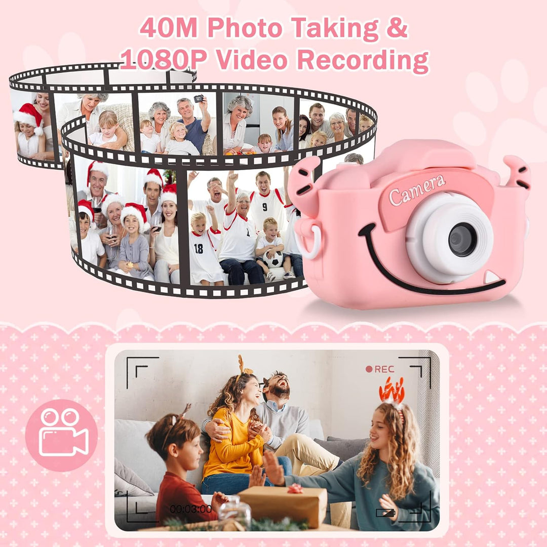 Andoer KinderKamera, Digitalkamera Kinder 1080P, 2,0" Kamera Kinder Fotoapparat mit Umhängeband, Ges