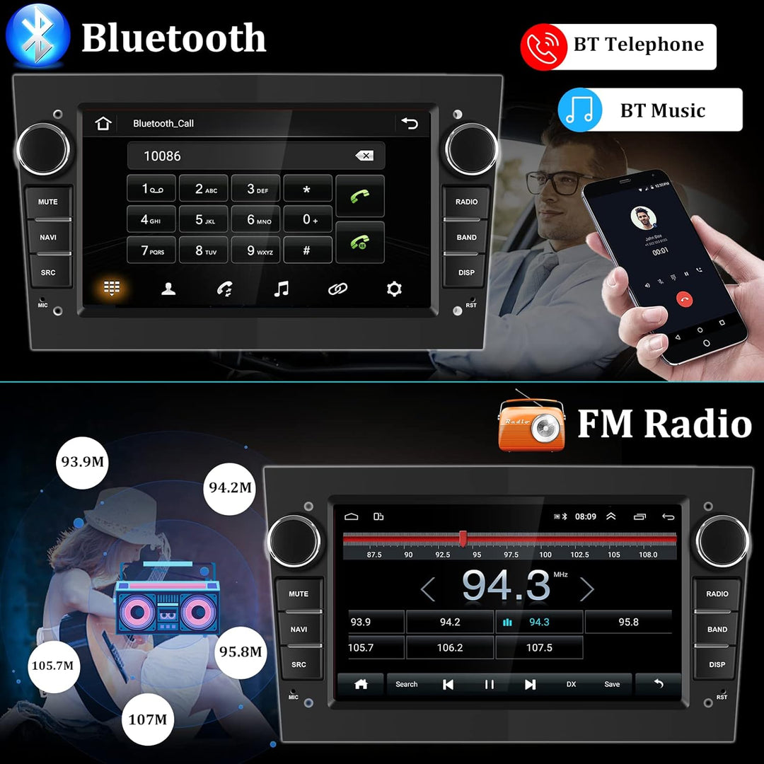 [1+32G] CAMECHO Android 13 Autoradio 2-DIN mit Navi für Opel Corsa Astra Antara Vectra Zafira Meriva