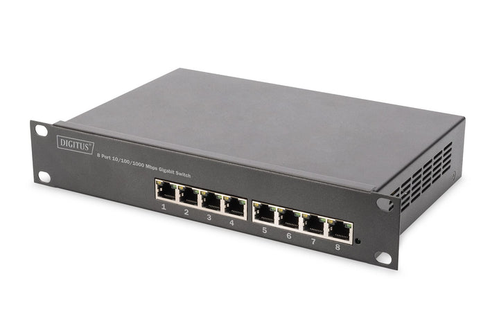 DIGITUS Gigabit Ethernet PoE+ Switch - 10 Zoll - 8 Ports - L2+ Managed - IEEE 802.3at - 80 Watt Powe