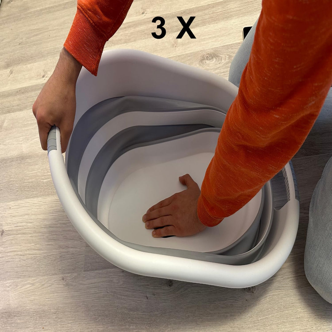 Wäschekorb, faltbar, 25 l, Grau/Weiss (25 l), 25 L
