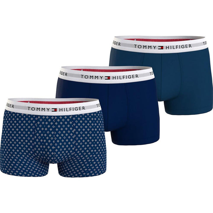 Tommy Hilfiger Herren 3er Pack Boxershorts Trunks Unterwäsche S Weiss (F Polkadot/Dsrt Sky/Deep Indi