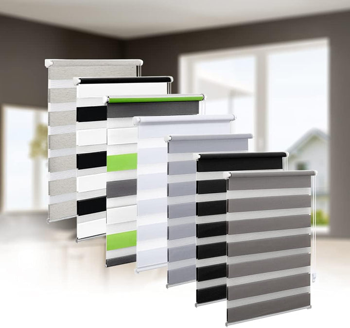 Eurohome Doppelrollo Klemmfix ohne Bohren, Duo Rollo,120cm x 130cm (Stoffbreite 116 cm) Grau Transpa