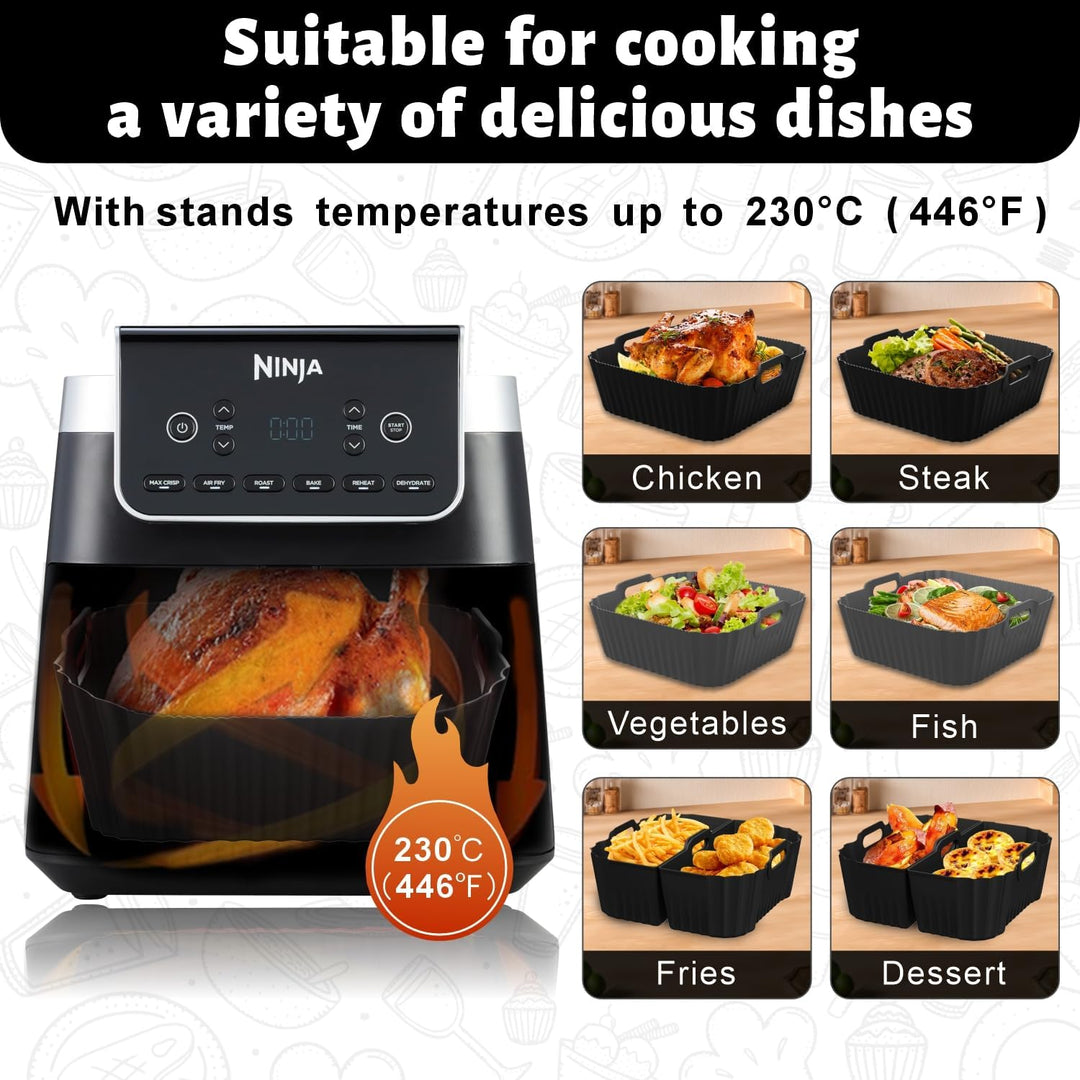 4 Stück Airfryer Silikonform für Heissluftfritteuse, Air Fryer Zubehör Wiederverwendba Silikon Einsa