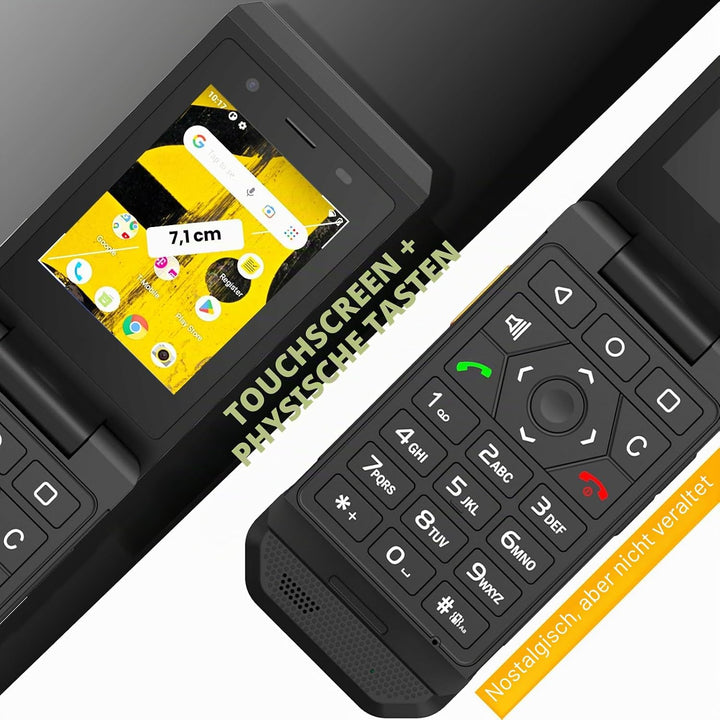 Unifone S22 Rugged Flip Phone entsperrt (16 GB) 7,1 cm (2,8 Zoll) Touchscreen Smartphone Android 11,