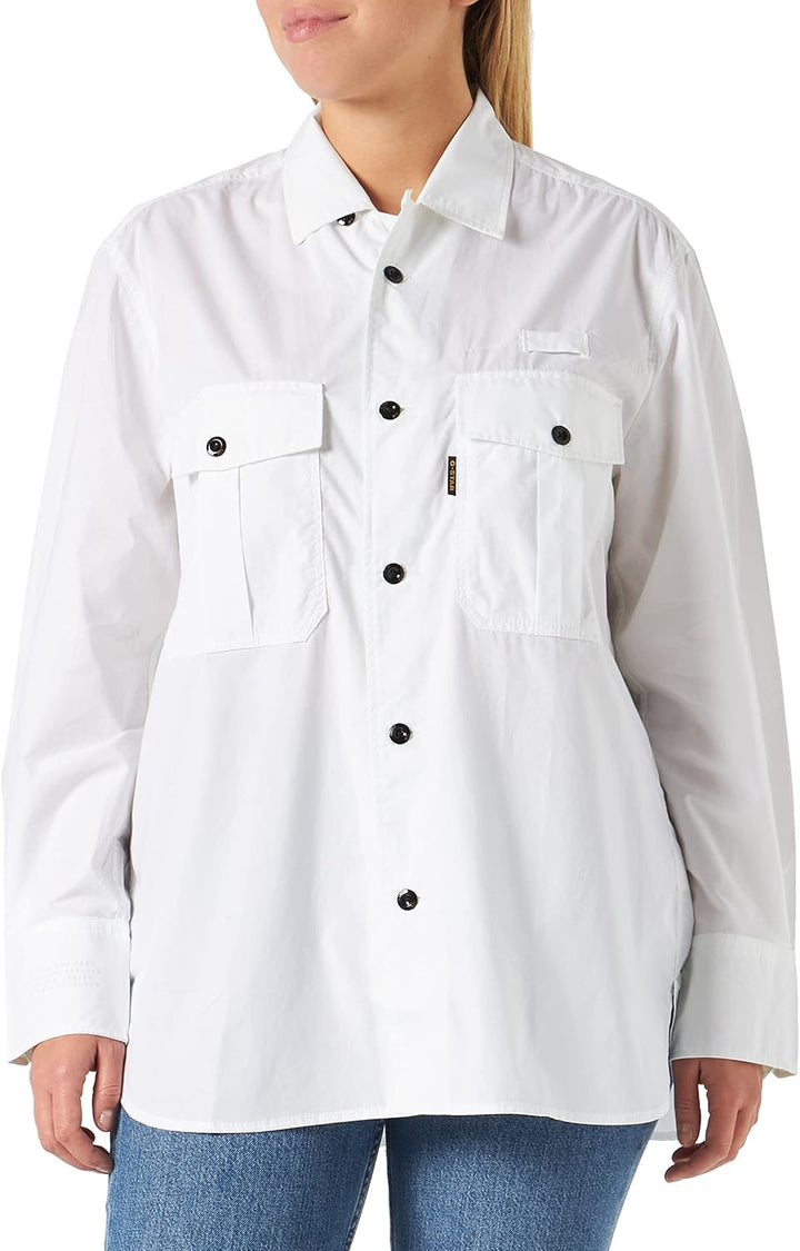 G Star RAW Damen Officer Boyfriend Hemd Shirts Weiss (White D21887-4481-110) L, Weiss (White D21887-