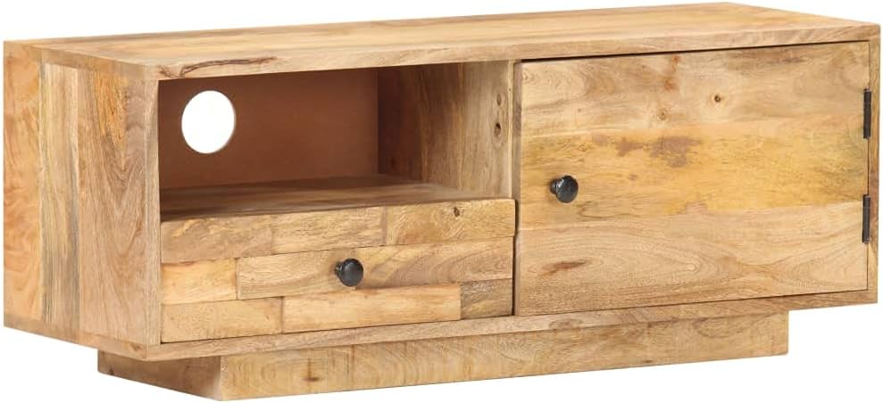vidaXL Mangoholz Massiv TV Schrank 1 Tür 1 Regal 1 Schublade Lowboard TV Möbel Sideboard Fernsehtisc