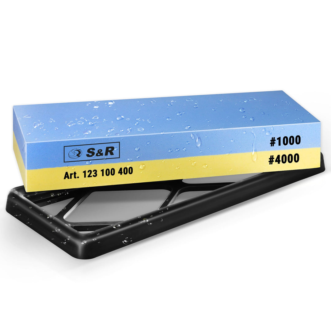 S&R Schleifstein Set – Messerschleifstein & Wetzstein für Messer – Doppelseitiger Sharpening Stone 1