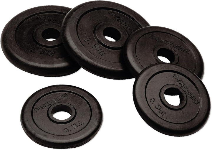 Sport-Thieme Hantelscheibe Gummiert | 30mm Gewichtscheibe | 0,5kg - 20kg | Gusseisenhantel Vollgummi