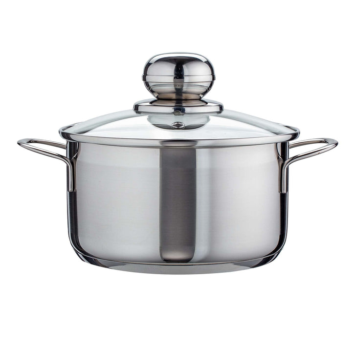Level One Topf Edelstahl 20 cm Kochtopf Induktion 3,6 L Fleischtopf & Bratentopf mit Glasdeckel für