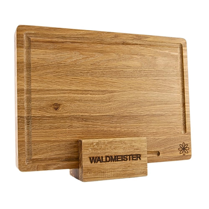Waldmeister Schneidebrett aus massiver Eiche (33x24cm) - Eichenbrett mit Saftrille - Holzbrett mit p
