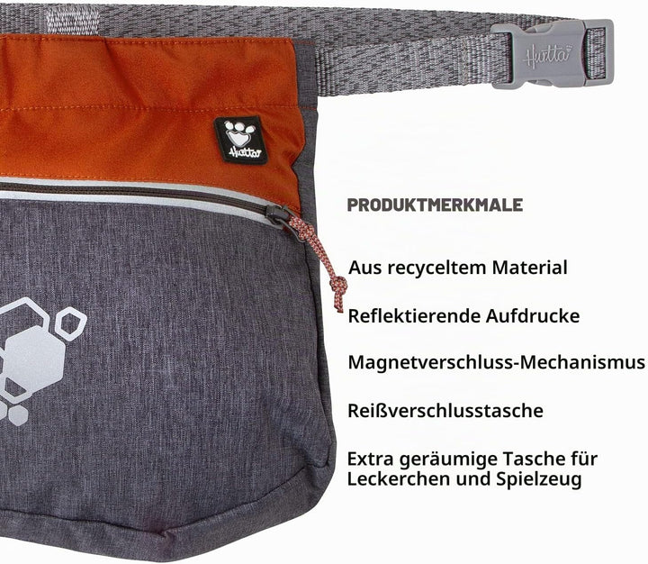 Hurtta Leckerlibeutel ECO für Hunde, Futterbeutel Hunde mit Magnetverschluss, Abnehmbarer Leckerlita