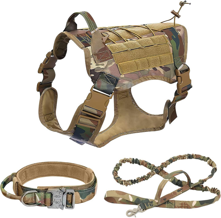 Taktisches Hundegeschirr Hundehalsband und Leine 3 Set - ALLSOPETS Hundegeschirr für Mittel Gross Hu
