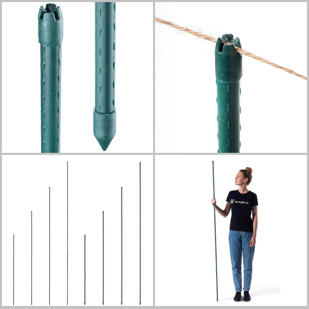 KADAX Blumenstütze aus Stahl 15 Stück, 180cm x 16mm Beschichtete Pflanzstab, Pflanzen-Rankstab, wett