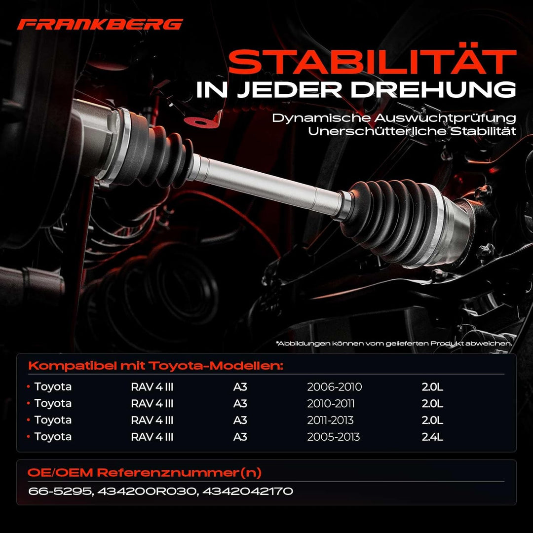 Frankberg Antriebswelle Vorne Links Kompatibel mit RAV 4 III A3 2.0 2.4 4WD 2005-2013 434200R030