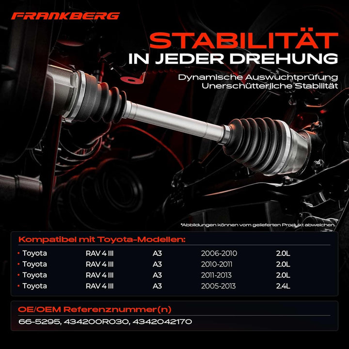 Frankberg Antriebswelle Vorne Links Kompatibel mit RAV 4 III A3 2.0 2.4 4WD 2005-2013 434200R030