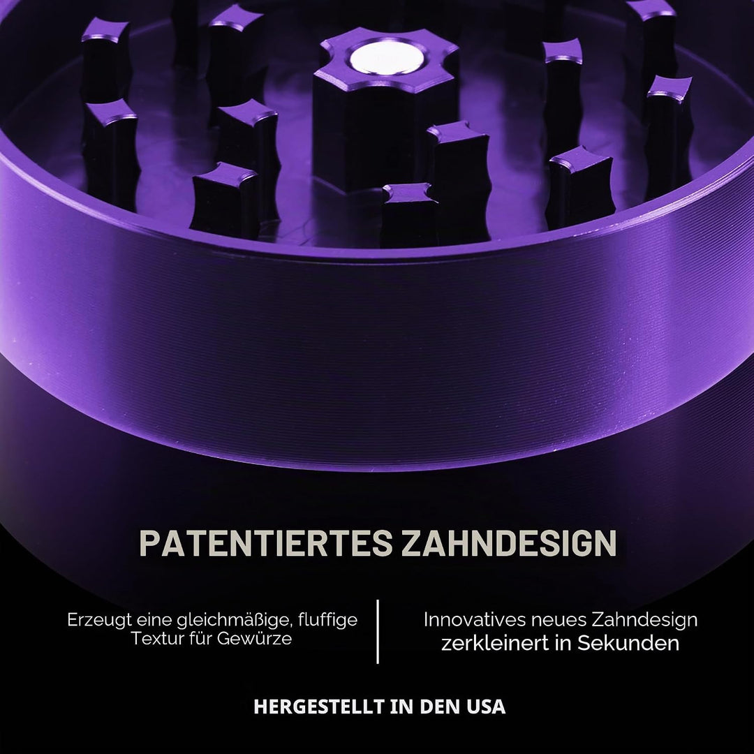 Santa Cruz Shredder Kräutermühle aus Metall, gerändelt, für stärkeren Griff, 3-teilig, gross, 6,9 cm