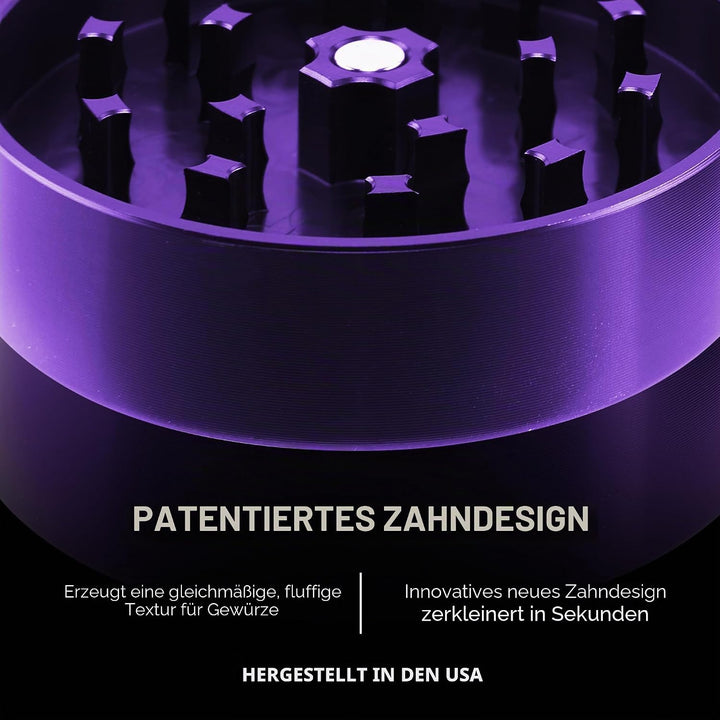 Santa Cruz Shredder Kräutermühle aus Metall, gerändelt, für stärkeren Griff, 3-teilig, gross, 6,9 cm