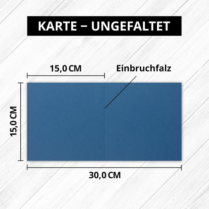 Quadratische Falt-Karten 15 x 15 cm - Royalblau - 250 Stück - formstabil - für Drucker geeignet - fü