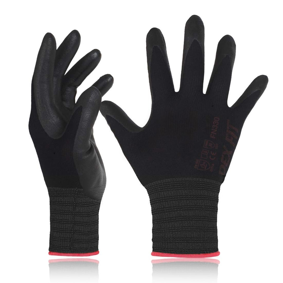 DEX FIT Arbeitshandschuhe Nitril FN330, 3D Komfort-Passform, sicherer Griff, Touchscreen, dünn & lei