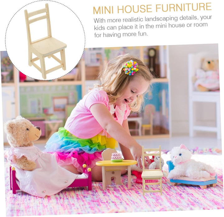 Toddmomy 3stücke Miniatur-stühle Aus Holz Für Puppenmöbel Mini-Haus-Dekoration Und Bastelarbeiten Kl