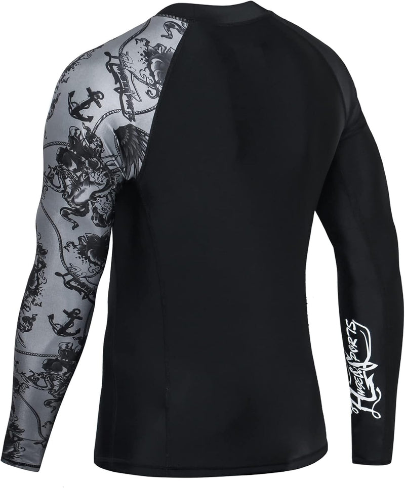 HUGE SPORTS Herren Spleiss Rashguard Langarm Rash Guard Shirt Langarmshirt alle Outdoor Aktivitäten