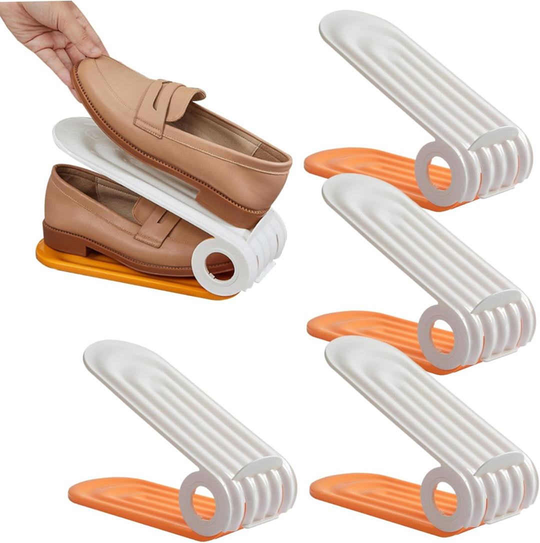 Schuhschlitz-Organizer, 4 Stück, verstellbarer Schuhstapler, 4 Ebenen, PP, platzsparend, zweilagige