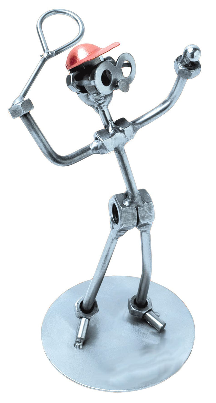 STEEMO Schraubenmännchen Tennisspieler Tennis-Ass Geschenk Metall-Deko 12x9x18 cm