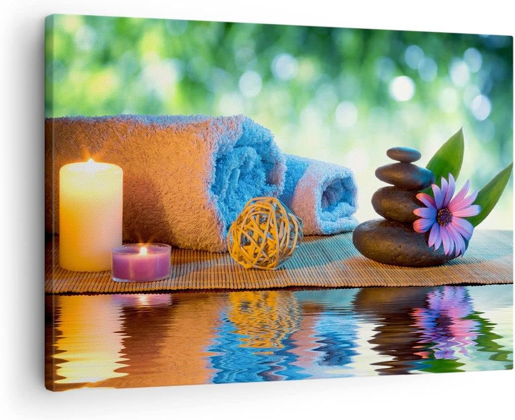 Bilder auf Leinwand Natur Entspannung Spa Kerzen Leinwandbild 70x50cm Wandbilder Dekoration Wohnzimm