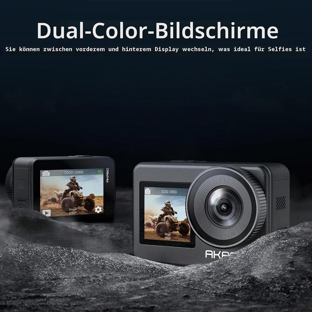 AKASO Action Cam 4K 20MP WiFi Unterwasserkamera IPX8 Wasserdicht Action Kamera EIS 2.0 mit Touchscre