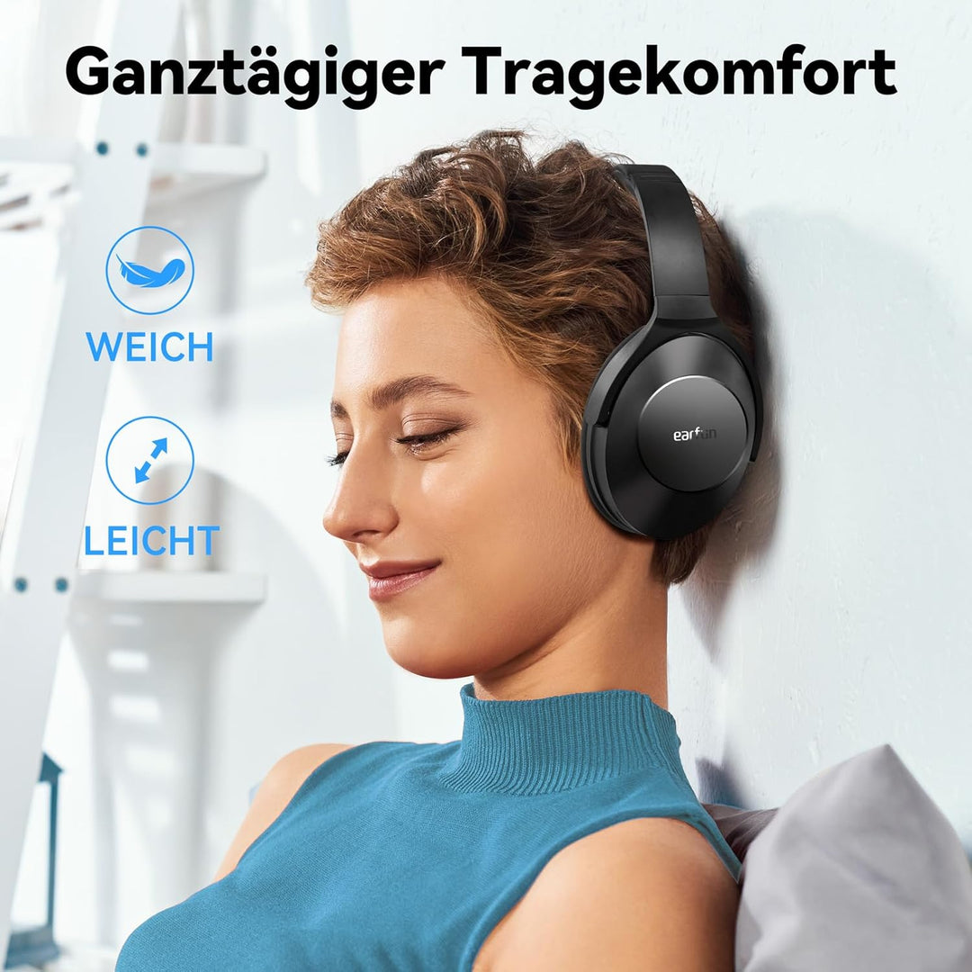 EarFun Wave Life Over-Ear Noise Cancelling Kopfhörer Kabellos, Bluetooth 5.4 Kopfhoerer mit Hi-Res K