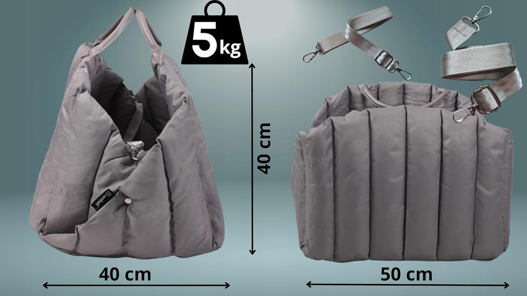 Wobbler Transporter 3in1 für Hund und Katze, Grau, Eco Leder und Polyester, 50x40cm, Transporttasche