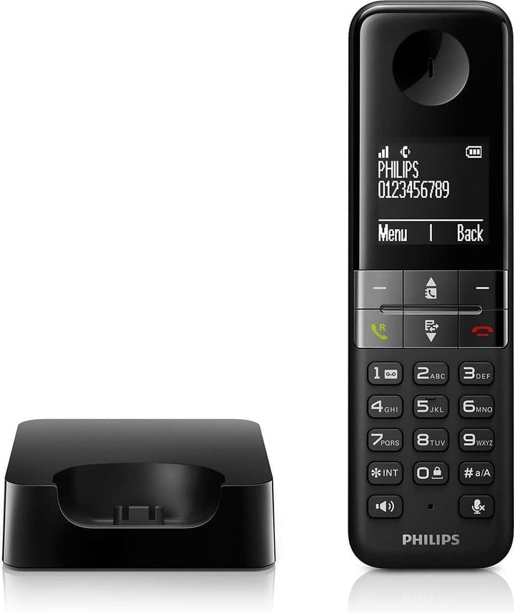 Philips D4701B Schnurloses Telefon mit 16 Stunden Sprechzeit, 4,6-cm-Display und Freisprechfunktion